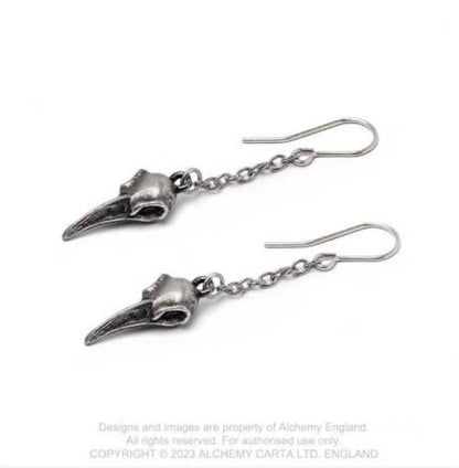 Rabenschadel Schlenker Raven Skull Earrings by Alchemy England