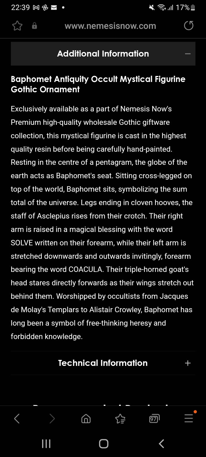 Baphomet Antiquity by Nemesis Now