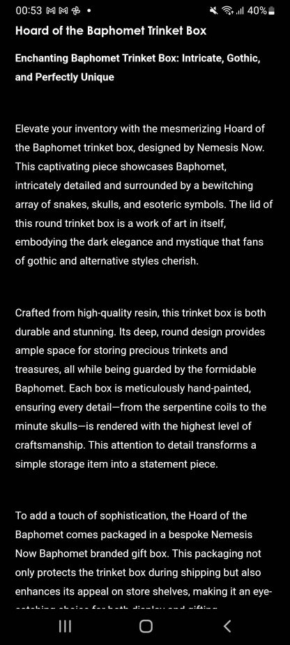 Hoard of the Baphomet Circular Box by Nemesis Now