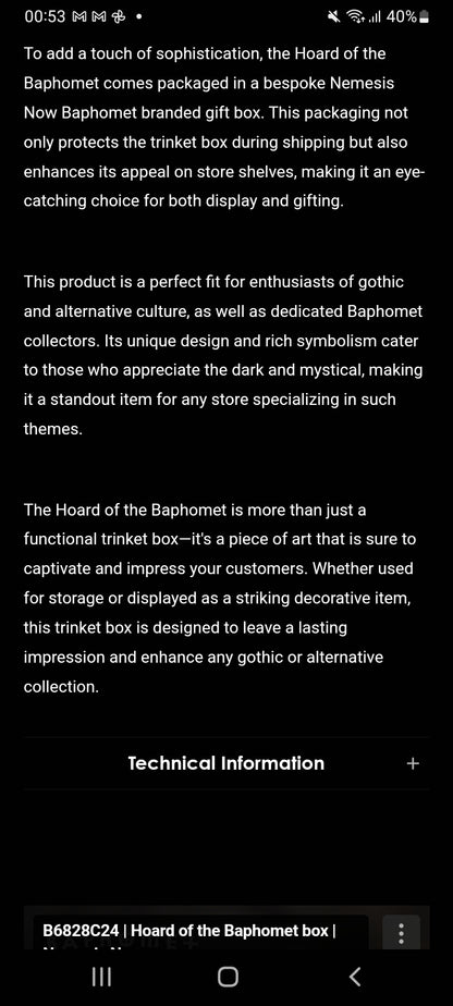 Hoard of the Baphomet Circular Box by Nemesis Now
