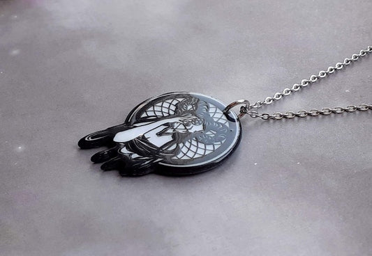 Baphomet Girl Dreamcatcher Acrylic Necklace