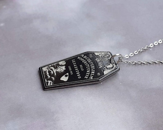 Black Ouija Board Coffin Necklace