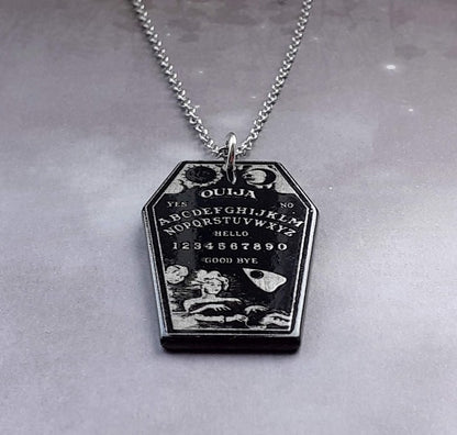 Black Ouija Board Coffin Necklace