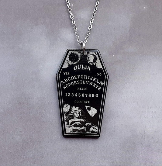 Black Ouija Board Coffin Necklace