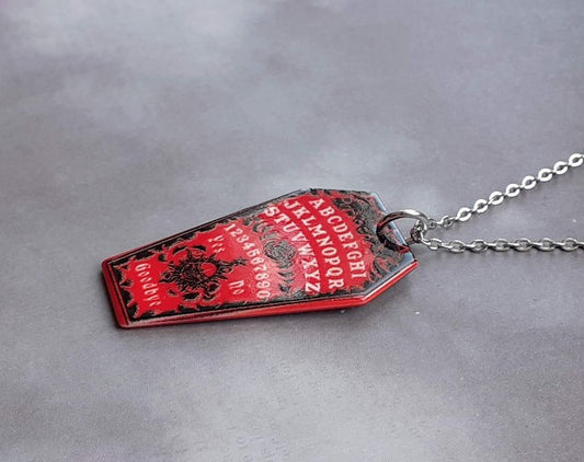 Red Ouija Board Coffin Necklace