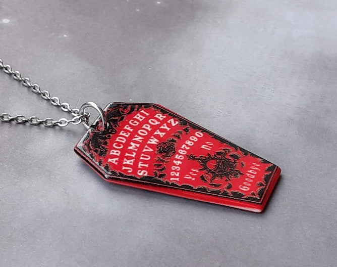 Red Ouija Board Coffin Necklace