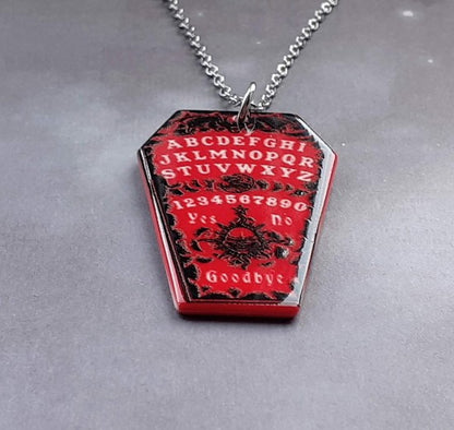 Red Ouija Board Coffin Necklace