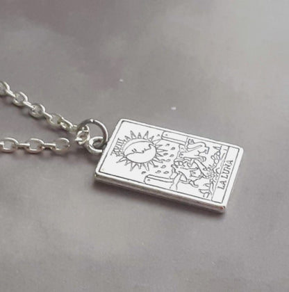 The Moon Metal Tarot Card Necklace