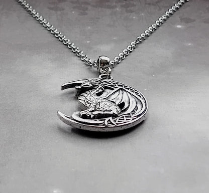 Celtic Dragon and Moon Necklace