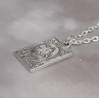 The World Metal Tarot Card Necklace
