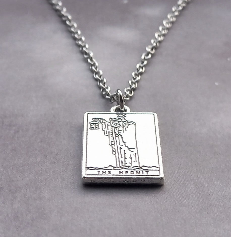 The Hermit Metal Tarot Card Necklace
