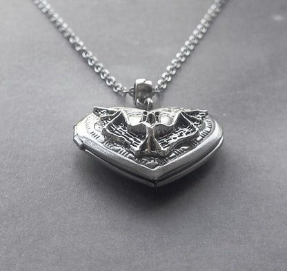 Gothic Bat Locket Necklace