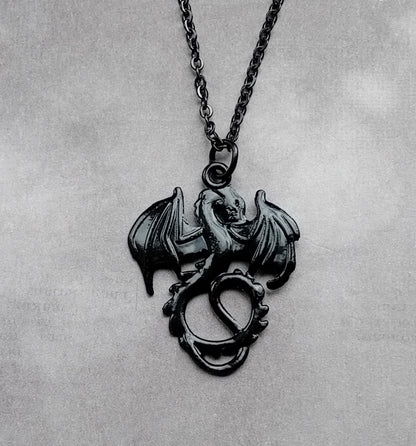 Black Metal Dragon Necklace