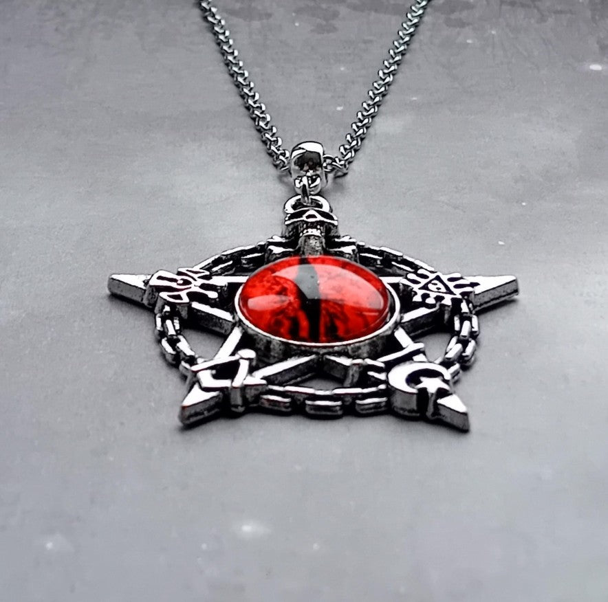 Red Evil Eye Pentagram Necklace