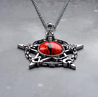 Red Evil Eye Pentagram Necklace