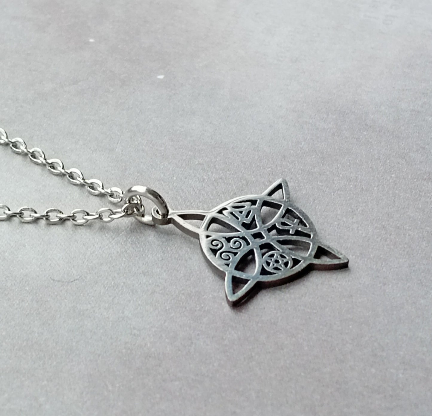 Witch's Knot with Symbols Steel Necklace