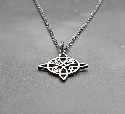 Witch's Knot with Symbols Steel Necklace