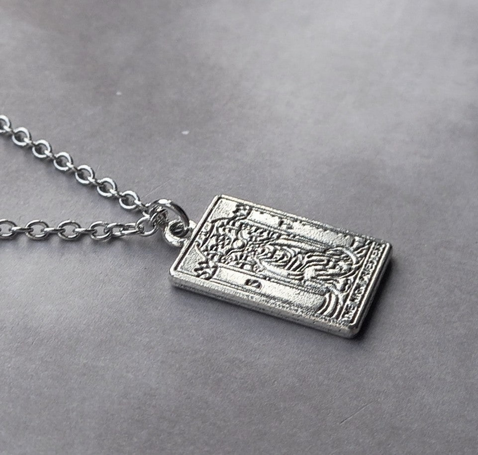 The High Priestess Metal Tarot Card Necklace