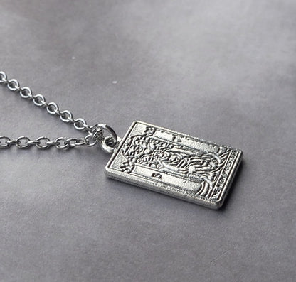 The High Priestess Metal Tarot Card Necklace