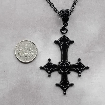 Black Inverted Cross Necklace