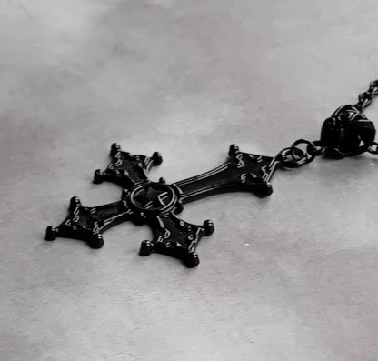 Black Inverted Cross Necklace