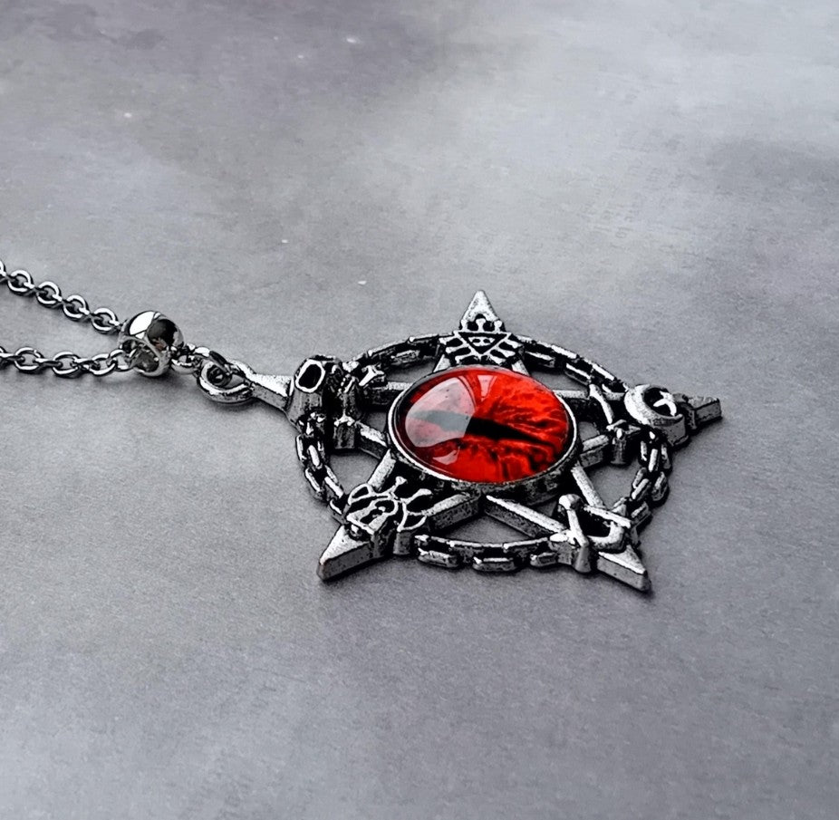 Red Evil Eye Pentagram Necklace