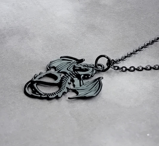 Black Metal Dragon Necklace