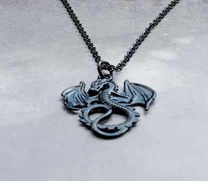 Black Metal Dragon Necklace