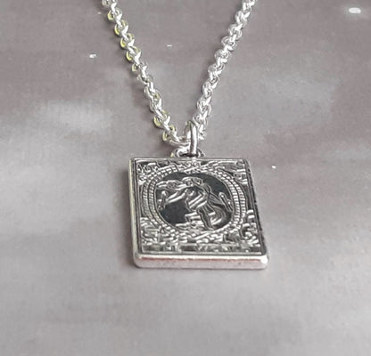 The World Metal Tarot Card Necklace