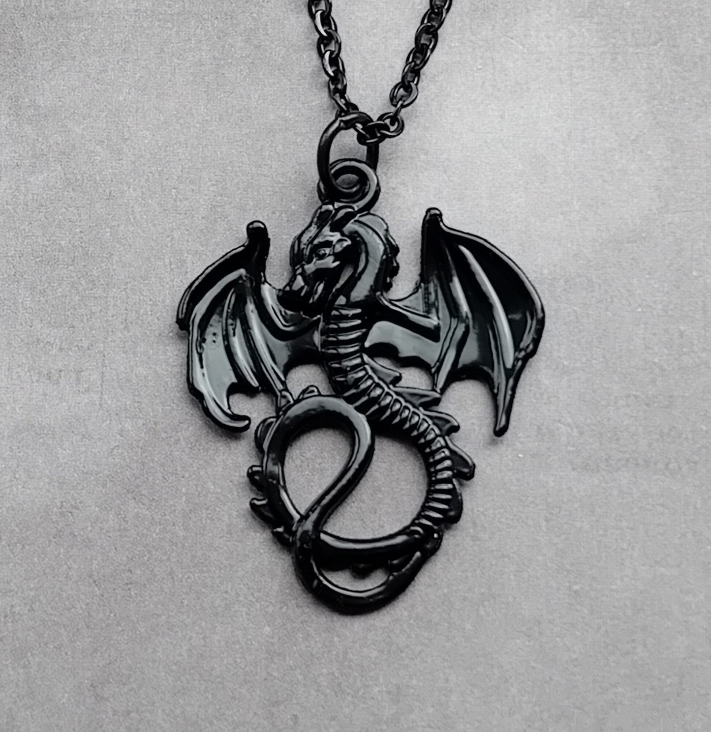 Black Metal Dragon Necklace