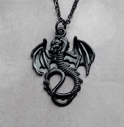 Black Metal Dragon Necklace