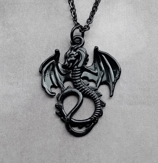 Black Metal Dragon Necklace