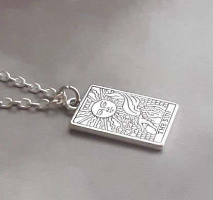 The Sun Metal Tarot Card Necklace