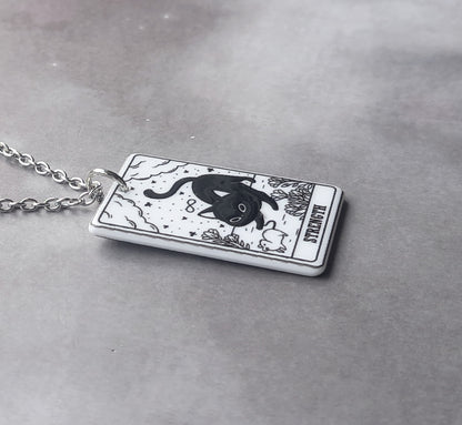 Strength Cat Tarot Card Necklace