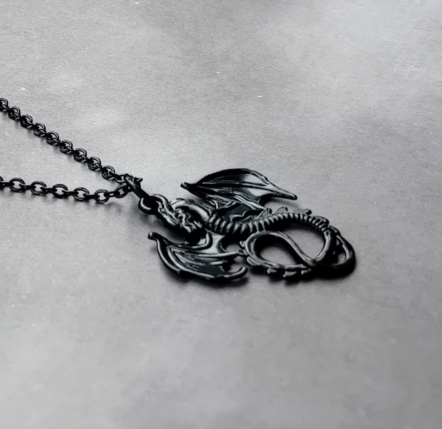 Black Metal Dragon Necklace