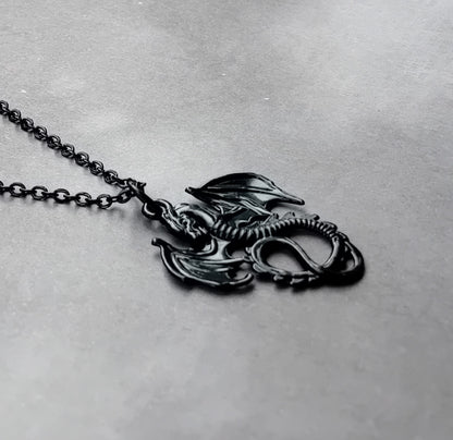 Black Metal Dragon Necklace