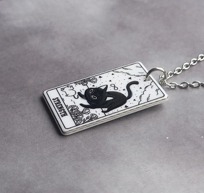 Strength Cat Tarot Card Necklace