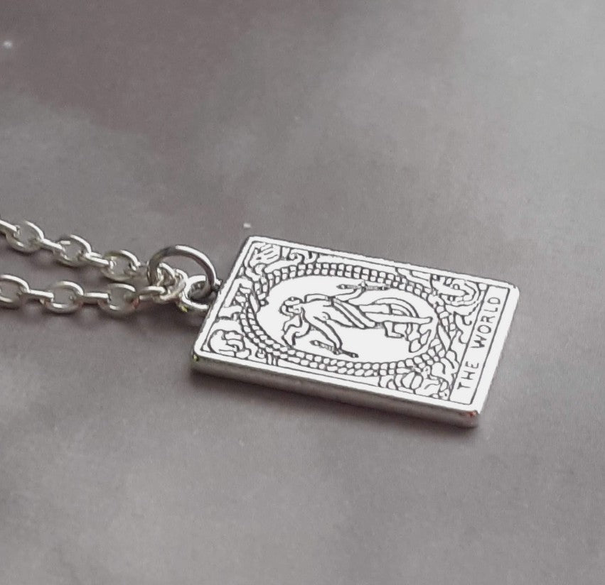 The World Metal Tarot Card Necklace