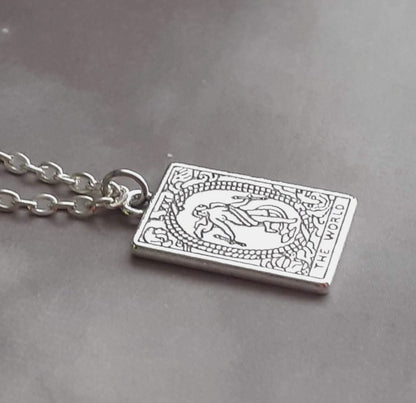 The World Metal Tarot Card Necklace