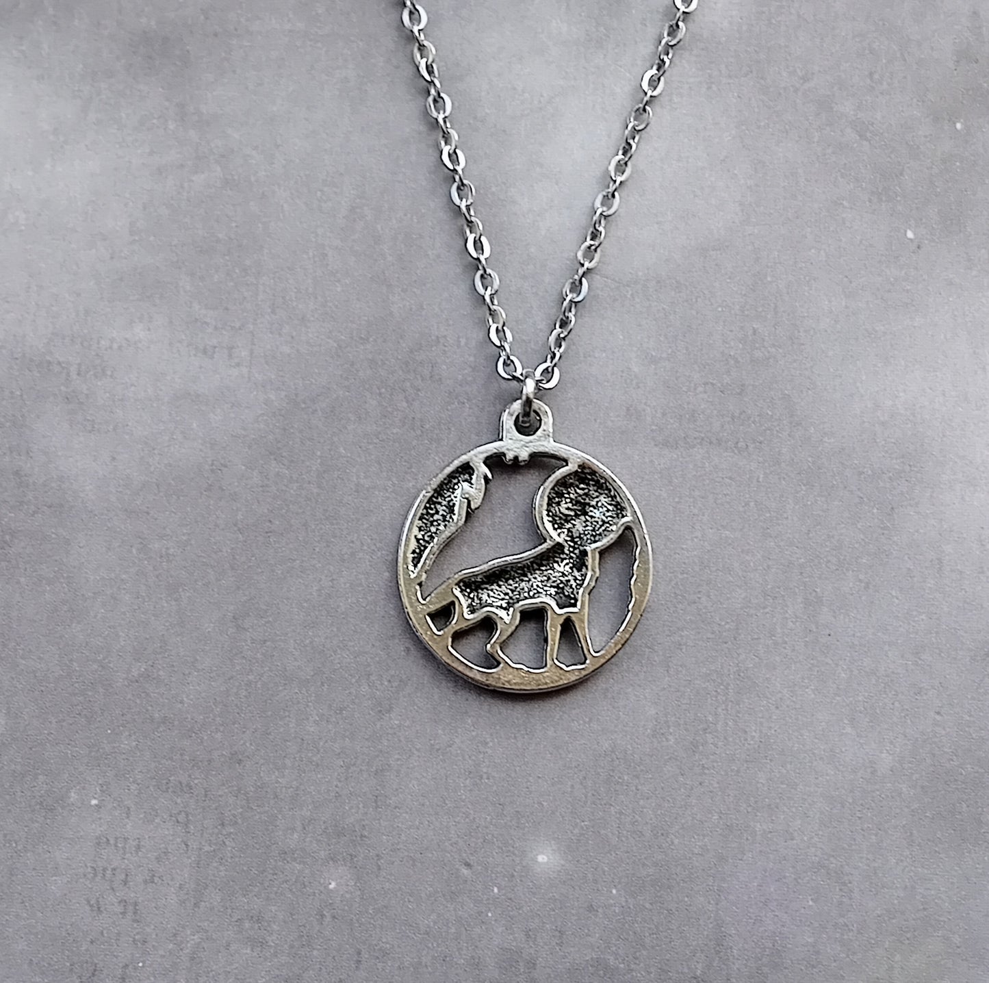 Wolf and Moon Necklace