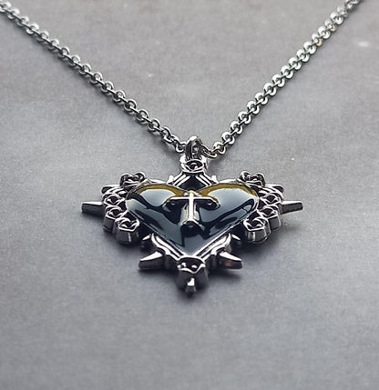 Black Heart with Cross Necklace