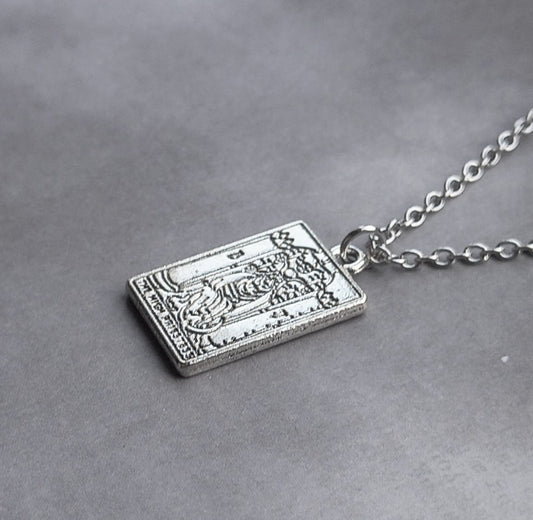 The High Priestess Metal Tarot Card Necklace
