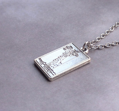 The Hermit Metal Tarot Card Necklace