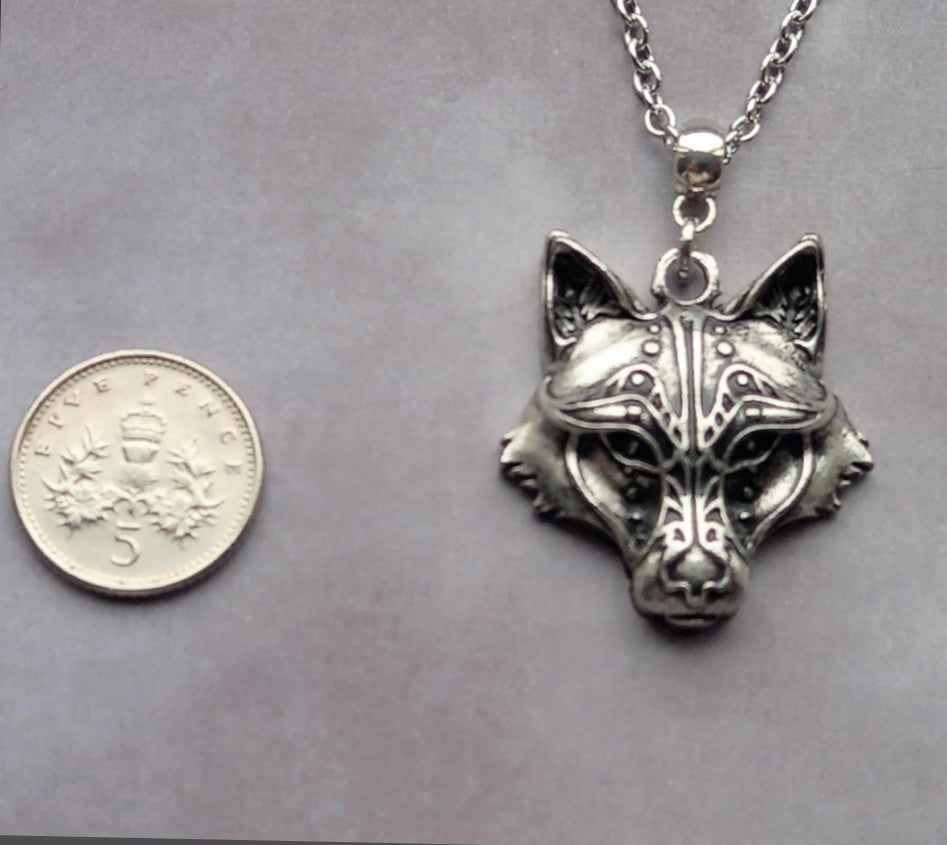 Tribal Wolf Head Necklace