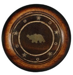 Elephant Round Plate Wooden Ashcatcher