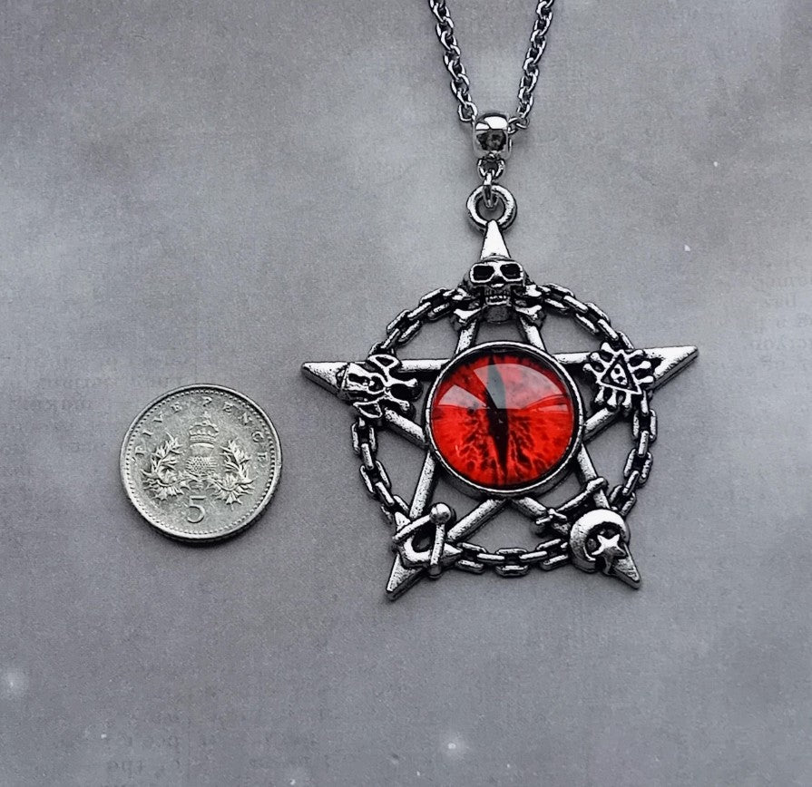 Red Evil Eye Pentagram Necklace