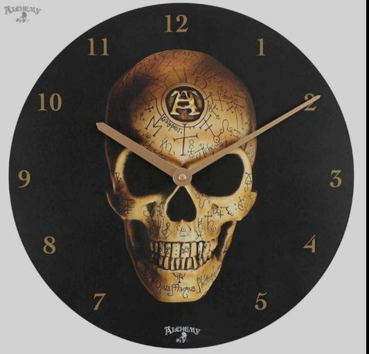 Omega Skull Wooden Clock by Alchemy England