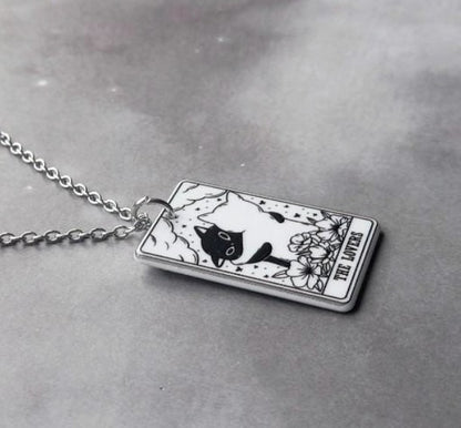 The Lovers Cat Tarot Card Necklace