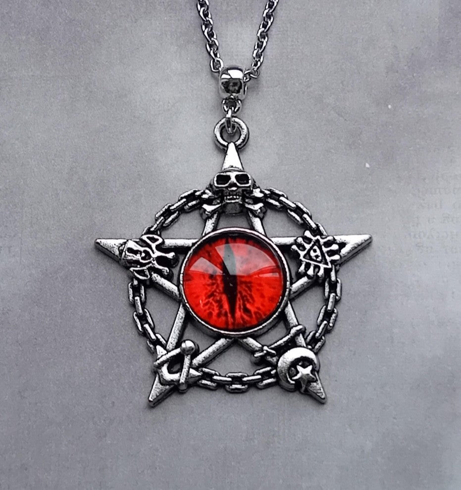 Red Evil Eye Pentagram Necklace