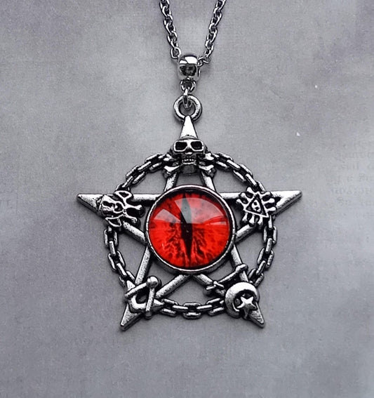 Red Evil Eye Pentagram Necklace